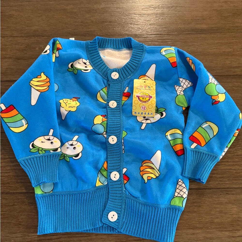 Colorful Ice Cream Print Cardigan kids 12 months‎ nwt